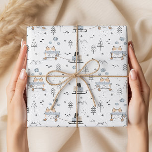 Papel De Regalo Adorable patrón navideño sin fisuras de gato patin