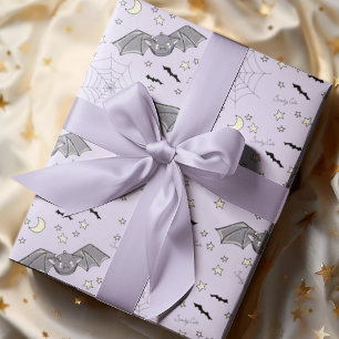 Papel De Regalo Adorable Purple Spookee Cute Bats Halloween
