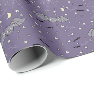 Papel De Regalo Adorable Purple Spookee Cute Bats Halloween