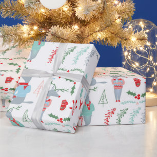 Papel De Regalo Adorable Reno Ciervo Bosque Animal Navidad