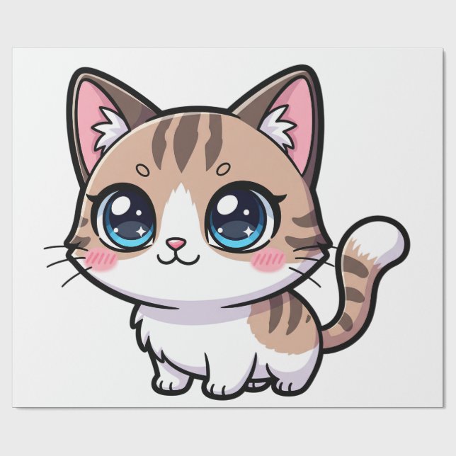 Papel De Regalo Adorable Tabby Cartoon Cat (Superficie plana)