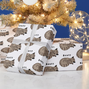Papel De Regalo Adorable Tan Tabby Kitten Sleep Name Etiqueta