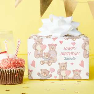 Papel De Regalo Adorable Teddy Bears Happy BIrthday