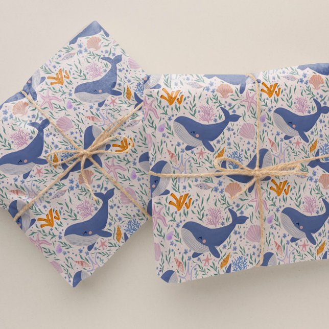 Papel De Regalo Adorable vida de ballenas y mares (Subido por el creador)