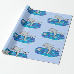 Papel De Regalo Adorables delfines felices ilustracion personaliza