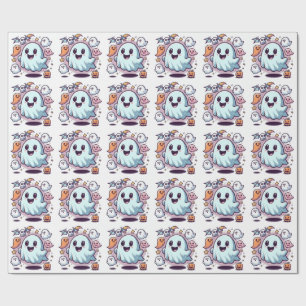 Papel De Regalo Adorables Fantasma de Halloween y amigos fantasmal