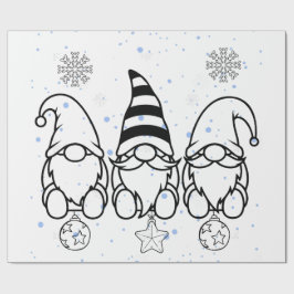 Papel De Regalo Adorables gnomos de Navidad Diseño de vacaciones.