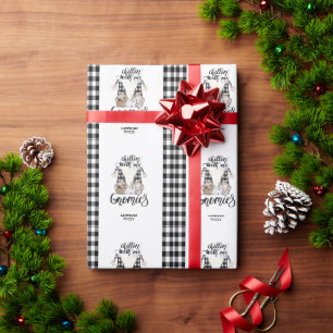 Papel De Regalo Adorables gnomos lindos de cuadros de búfalo negro