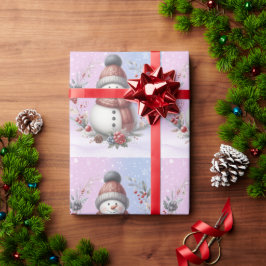 Papel De Regalo Adorables Navidades de Snowman Wreath