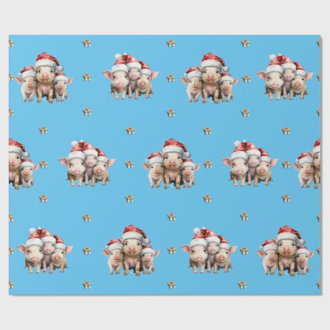 Papel De Regalo Adorables Navidades marea en azul (Superficie plana)