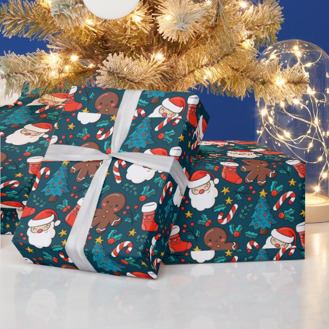 Papel De Regalo Adorables Navidades Santas Y Gingbread Hombres (Vacaciones)