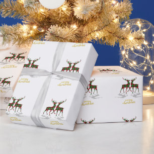 Papel De Regalo Adorables Reno Ciervo Cuadro Búfalo Feliz Navidad