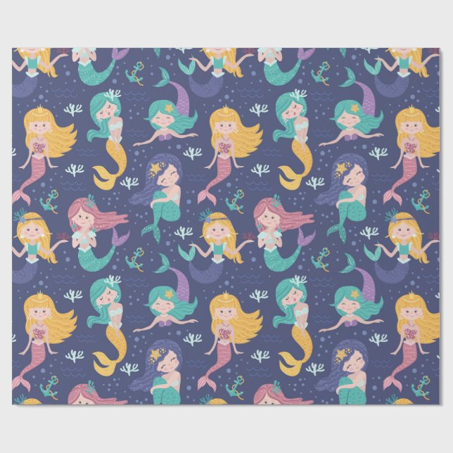 Papel De Regalo Adorables sirenas (Superficie plana)