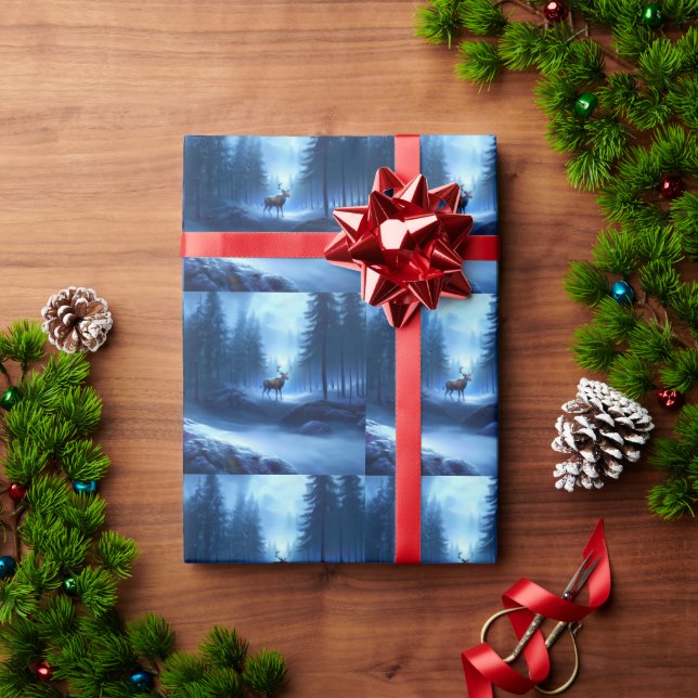 Papel De Regalo Adorables vacaciones de invierno de renos en el pa (Regalo de vacaciones)