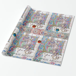 PAPEL DE REGALO ADORACIÓN DE MAGI , MONOGRAMA DE NATIVIDAD CON DOL