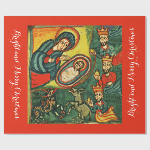 Papel De Regalo ADORACIÓN DE MAGI, Navidades DE NATIVIDAD PRIMITIV