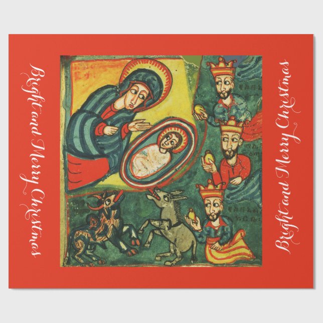 Papel De Regalo ADORACIÓN DE MAGI, Navidades DE NATIVIDAD PRIMITIV (Superficie plana)