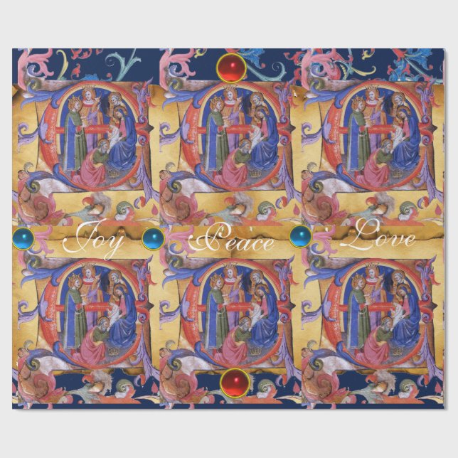 PAPEL DE REGALO ADORACIÓN DEL PARQUE MAGI FLORAL NAVIDADES (Superficie plana)