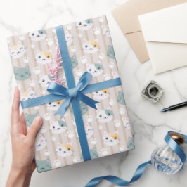 Papel De Regalo adoradores de lindas gatitas fiesta de azulejos
