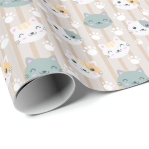 Papel De Regalo adoradores de lindas gatitas fiesta de azulejos