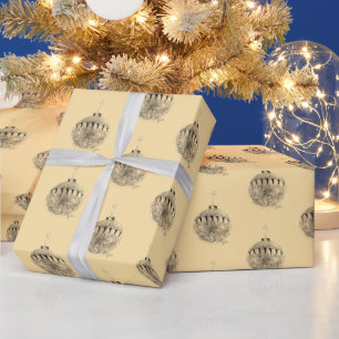 Papel de regalo - Adorno de árbol en amarillo páli