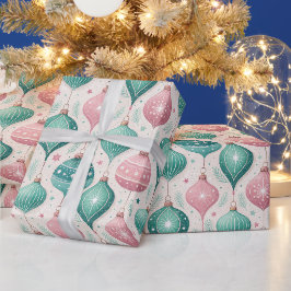 Papel De Regalo Adorno de bola navideño rosa y azul turquesa