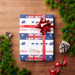 Papel De Regalo Adorno de Navidad Canguro, Trineo Alegre Australia