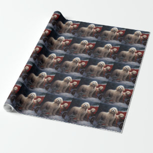 Papel De Regalo Adorno de Navidad de Trineo de Poodle Nevado