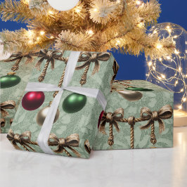 Papel De Regalo Adorno de Navidad en forma de Bola Rojo,Oro,Verde