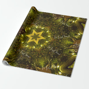 Papel De Regalo Adorno de Navidad Estrella Dorada Vintage
