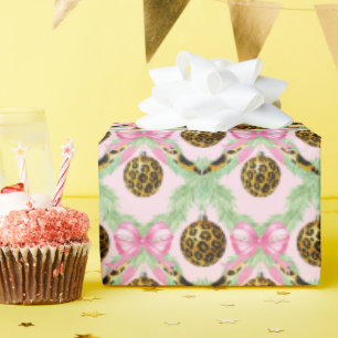 Papel De Regalo Adorno de Navidad Leopardo Grandmillennial
