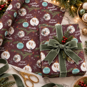 Papel De Regalo Adorno de pino de Navidad de Borgoña Foto
