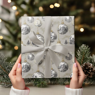 Papel De Regalo Adorno de Toile   Navidad Neutral Vintage