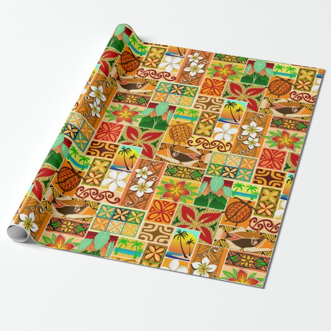 Papel De Regalo Adorno hawaiano 004 (Desenrollado)