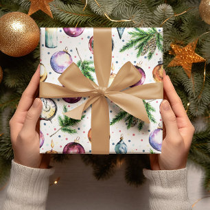 Papel De Regalo Adorno Navideño Acuarela Navideña