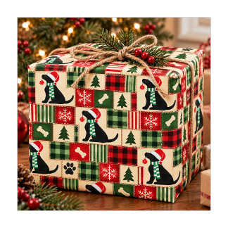 Papel De Regalo Adorno Navideño de Labrador Negro Elegante de Parc