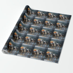 Papel De Regalo Adorno Navideño Trineo Nevado Greyhound