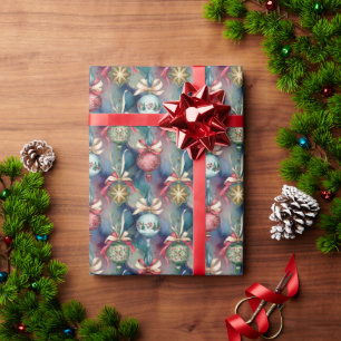 Papel De Regalo Adornos de árbol de Navidad con patrón de estilo a