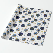 Adornos de árbol minimalistas, azul oscuro, dorado