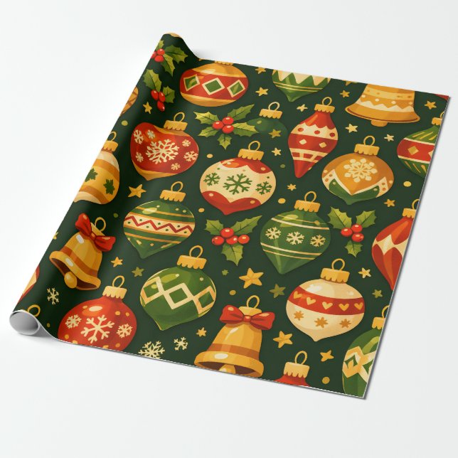 Papel De Regalo Adornos de Navidad (Desenrollado)