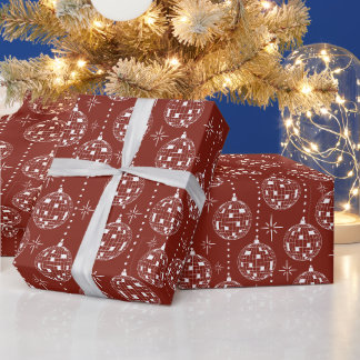Papel De Regalo Adornos de Navidad de Bola de Disco Rojo y Blanco