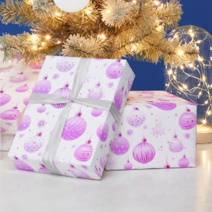 Papel De Regalo Adornos de Navidad de Rosa Lavanda Cottagecore