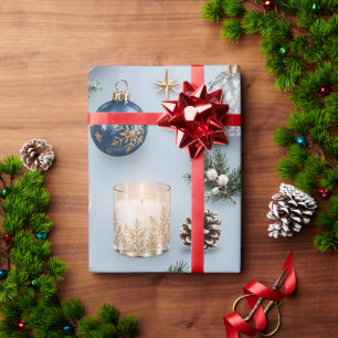 Papel De Regalo Adornos de Navidad de Zafiro Azul Helado