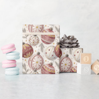 Papel De Regalo Adornos de Navidad en Burgundy y Dorado para Envol