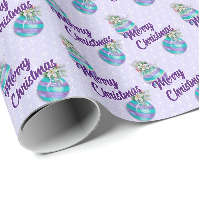 Papel De Regalo Adornos de Navidad | Lavanda (Esquina del rollo)