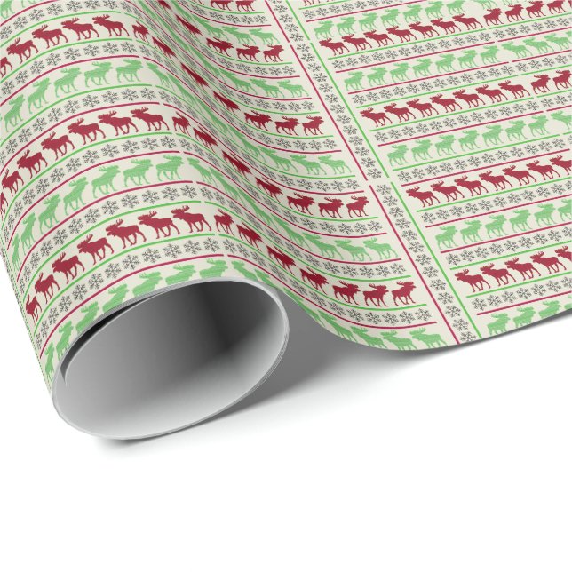 PAPEL DE REGALO ADORNOS DE NAVIDAD RENOS (Esquina del rollo)