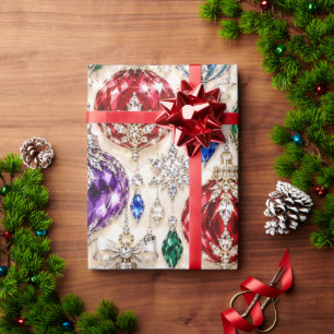 Papel De Regalo Adornos de Vidrio con Joyas de Lujo para Envolver 