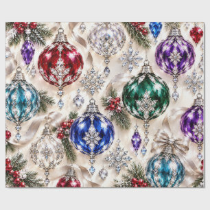 Papel De Regalo Adornos de Vidrio con Joyas de Lujo para Envolver 