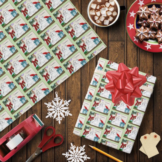 Papel De Regalo Adornos divertidos de gato blanco para árbol de Na (Subido por el creador)
