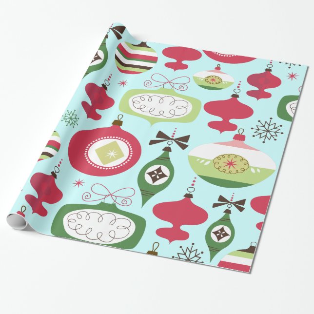 Papel De Regalo Adornos elegantes de Navidad estilo art-deco (Desenrollado)